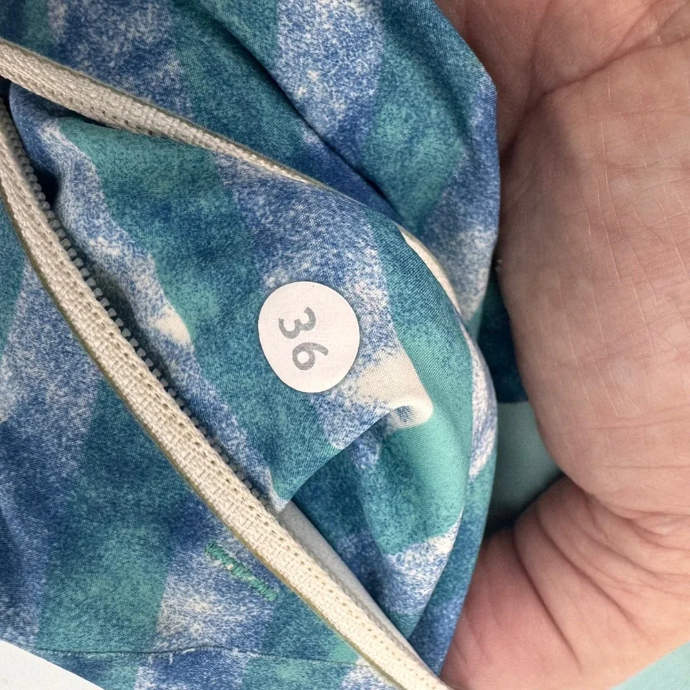 Lululemon Mens Current State Board Shorts‎ Blue Teal Striped Tie Dye Size 36